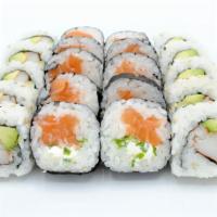 Osaka Lovers · 10 pieces California roll, and 10 pieces j&b roll. All lovers are served with miso soup.