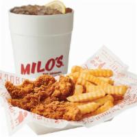 Chicken Tenders (3Pcs) Combo · Includes: 3 juicy tenders with your choice of one sauce with regular fries and regular drink.