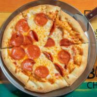 Pepperoni Pizza · Tomato sauce base, mozzarella cheese, pepperonis