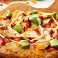 California Chicken Pizza · chicken | bacon | 2 cheeses | avocado | roasted red peppers | chipotle mayo.