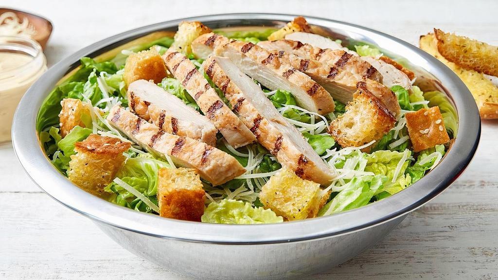 Chicken Caesar Salad · romaine lettuce | chicken | cheese | croutons | Caesar dressing.