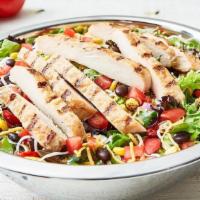 Southwestern Chicken Salad · mixed field greens | chicken | cheese | corn & black bean mix | tomatoes | croutons | ranch ...