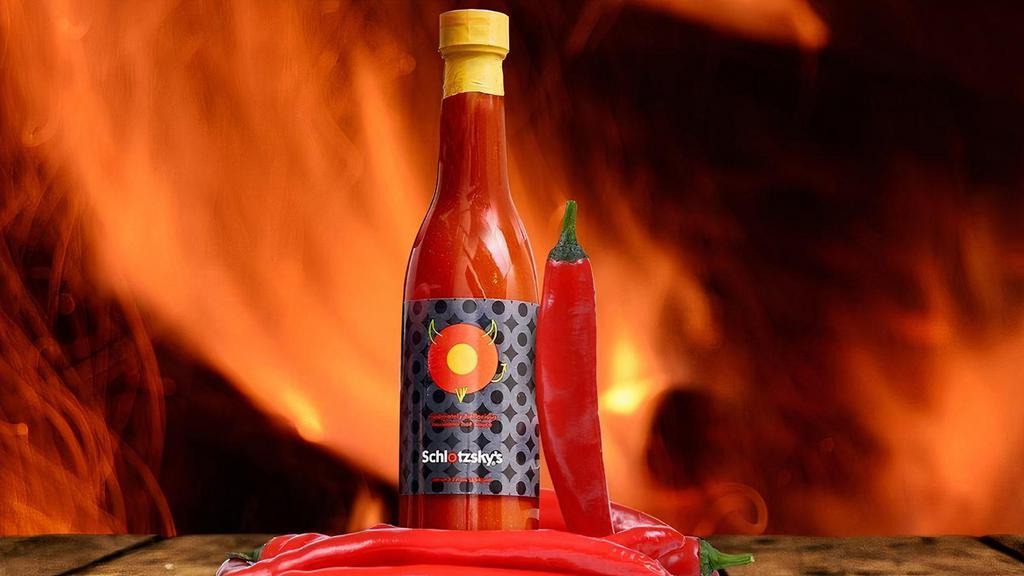 Schlotzsky’S Hot Sauce 12Oz · Chock-full of Louisiana cayenne peppers, Schlotzsky's Hot Sauce complements and adds a fiery punch of flavor to both sweet and savory dishes.