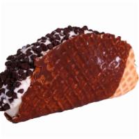 Chocolate Chip Waffle Taco · Our delicious Waffle Taco topped with chocolate chips!