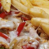 Chicken Philly · Shaved chicken breast seasoned and grilled with peppers, onions, covered with mozzarella and...