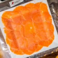 Ora King Salmon Carpaccio · Six oz hand-made. So we decided to grab the best salmon in the world and make carpaccio out ...
