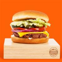 Impossible Cheese Smashmouth · It's possible to smash the Impossible. Topped with American cheese, lettuce, tomato, onion, ...