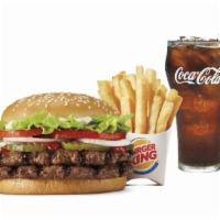Large Double Whopper® Meal · Our Double WHOPPER® Sandwich is a pairing of two 4.4 oz* savory flame-grilled beef patties t...