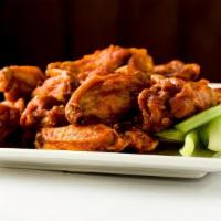 *25 Wings* · Fresh, never frozen.  Served with Celery & Carrot Sticks.  Served with choice of Ranch or Bl...