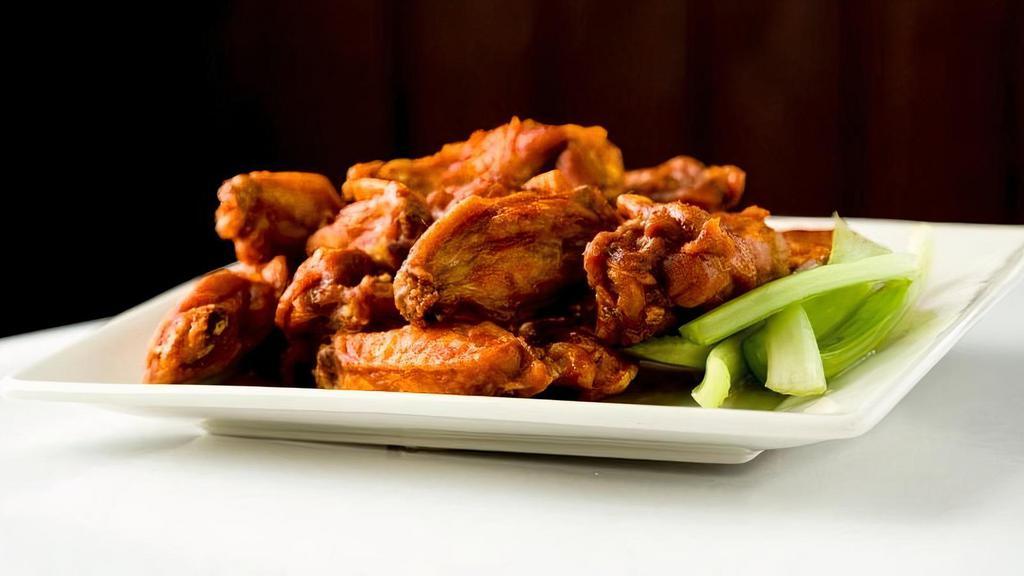 *25 Wings* · Fresh, never frozen.  Served with Celery & Carrot Sticks.  Served with choice of Ranch or Bleu Cheese Dressing.