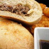 *Prime Rib Dip* · Certified Angus Beef roasted & thinly shaved.  Flat-grilled with Au Jus Sauce & served in a ...