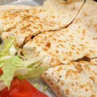 *Quesadilla* · Choose Cheese, Chicken, or Veggie (Grilled Onions, Grilled Mushrooms, Grilled Broccoli).  St...