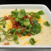 *Loaded Potato Soup Cup* · House-made with Potatoes, Cream & Spices & topped with Cheddar-jack, Chopped Bacon & Chives.