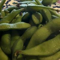 Edamame · Steamed young soy bean with sprinkle of sea salt.