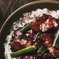 Korean Beef Stir-Fry · Red peppers, onion green beans sweet chili sauce