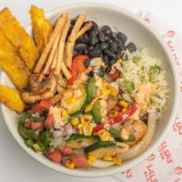 *Street Bowl · Your choice of our taqueria meats served on a bed of white cilantro rice, black beans, & let...