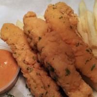 Tenders & Fries · 3 chicken tenders with a side of french fries, 1 dipping sauce