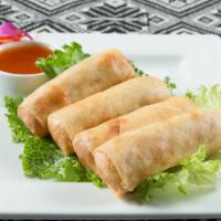Thai Orchid Spring Rolls · 4 spring rolls prepared with chicken and shrimp, glass noodles & vegetables served with Thai...