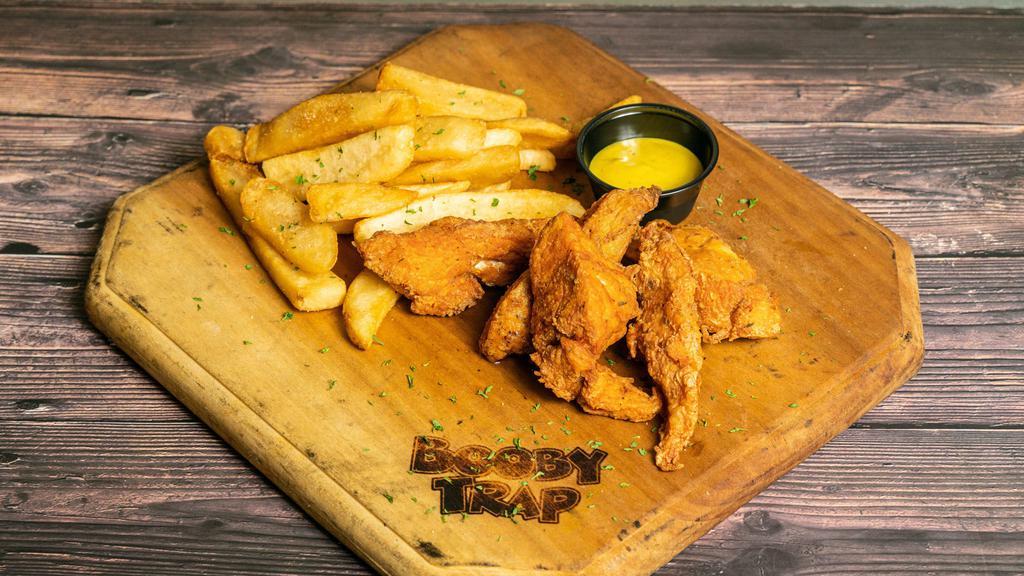 Chicken Tenders · 3 large breaded readed tenders with your choice of mild, medium, hot, BBQ, sweet chili, or lemon pepper.