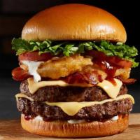 Bbq Bacon Tribeca Burger · One or Two, 4 oz. fresh Angus Beef patties, Sweet Baby Ray's BBQ sauce, onion rings, bacon, ...