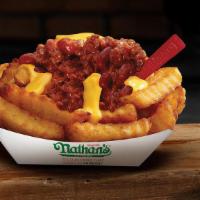 Chili Cheese Fries · Nathan's famous crinkle cut fries topped with our delicious chili and cheddar cheese.