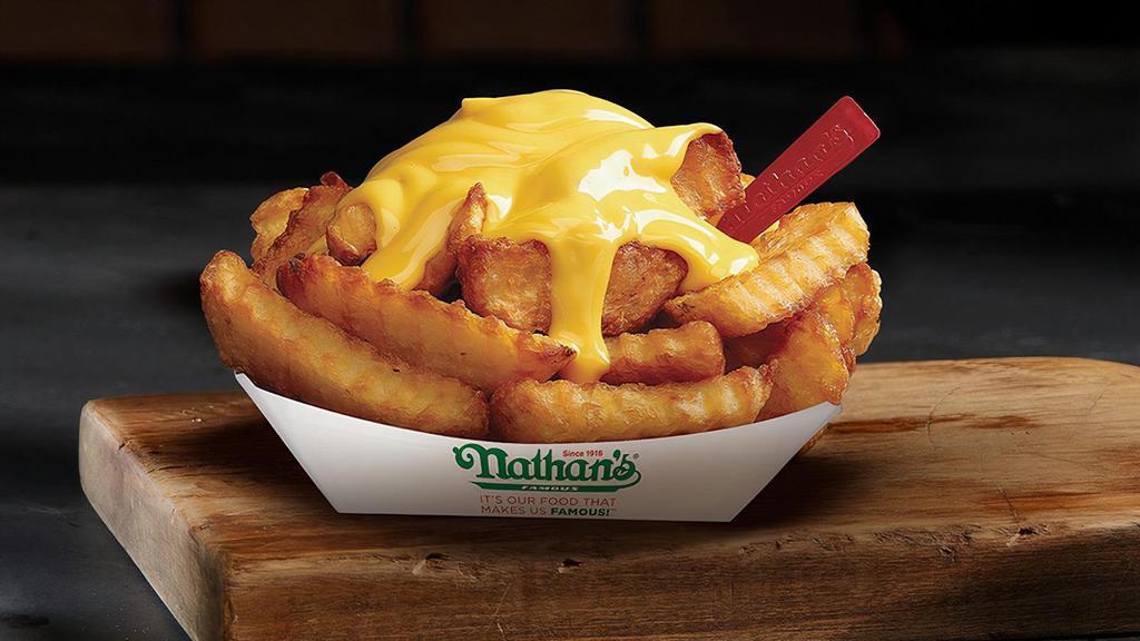Cheese Fries · Nathan's famous crinkle cut fries topped with melted cheddar cheese.