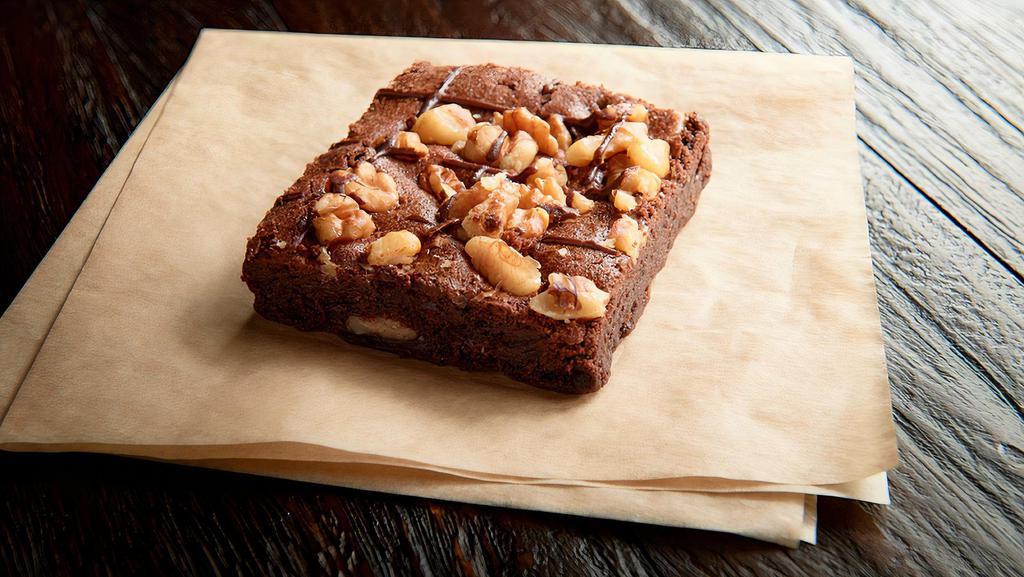 Fudge-Nut Brownie  · If you can't eat the whole thing, cut into 4 pieces and share brownie bites.