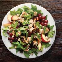 Nutty Mixed-Up Salad - Original, No Chicken  · Organic field greens, grapes, feta, cranberry-walnut mix, organic apples, served with balsam...
