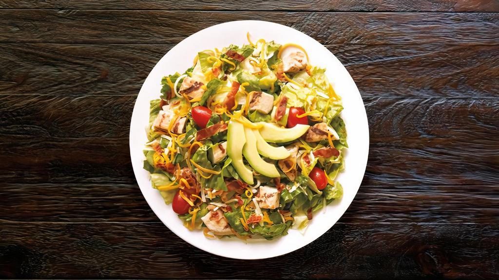 Chicken Club Salad - Original · Grilled, 100% antibiotic-free chicken breast, grape tomatoes, sliced avocado, cheddar, Asiago, bacon on mixed salad greens, served with ranch dressing.