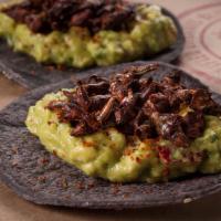 3 X Chapulines Tacos · toasted, adobo-seasoned grasshoppers on guacamole