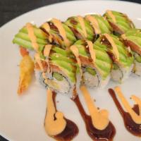 Incredible Hulk Roll (10Pcs) · Shrimp tempura, asparagus, blue crab inside. Spicy tuna , avocado, sweet onion sauce and spi...