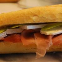 Speck & Brie · French baguette, Smoked prosciutto, Brie, thinly sliced green apples