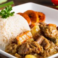 Curry Goat (Large) · Our Curry Goat is very delicious. Served with steamed cabbage and your choice of white rice ...