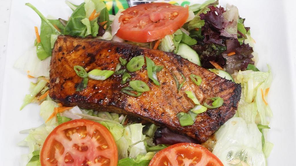 Salmon Salad (Lightly Jerked) · Our Salmon Salad is lightly jerked to perfection. We offer Italian, Ranch, French, Thousand Island dressings. Please comment dressing you want! Very large portion