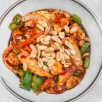 Spicy Kung Pao Chicken · Hot and spicy.