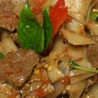 Sf7 Drunken Noodles · Flat rice noodles sauteed with choice of chicken, pork, or Fried tofu  (beef $1.00 more) wit...