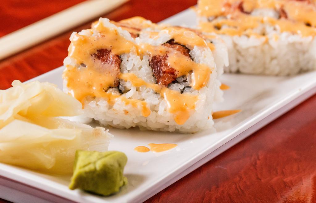 Spicy Tuna Roll · Diced spicy tuna topped with spicy mayo.