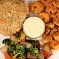 Shrimp & Chicken Hibachi · Served with fried rice and vegetables.
