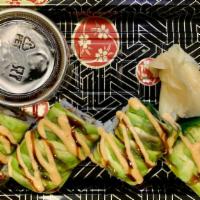 Dragon Roll · Eel, Cucumber, Topped W. Avocado, Served W. Eel Sauce & Spicy Mayo