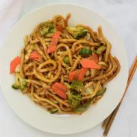 Mixed Vegetables Udon Noodle · Onions, Scallions, Carrots, & Eggs.