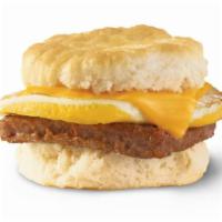 Sausage, Egg & Cheese Biscuit · A fresh-cracked grade A egg on a fluffy buttermilk biscuit with grilled sausage and melted A...