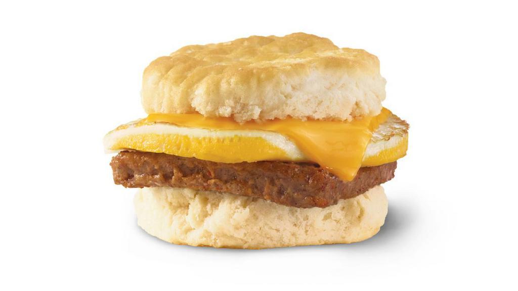 Sausage, Egg & Cheese Biscuit · A fresh-cracked grade A egg on a fluffy buttermilk biscuit with grilled sausage and melted American cheese. Meet your new morning favorite.