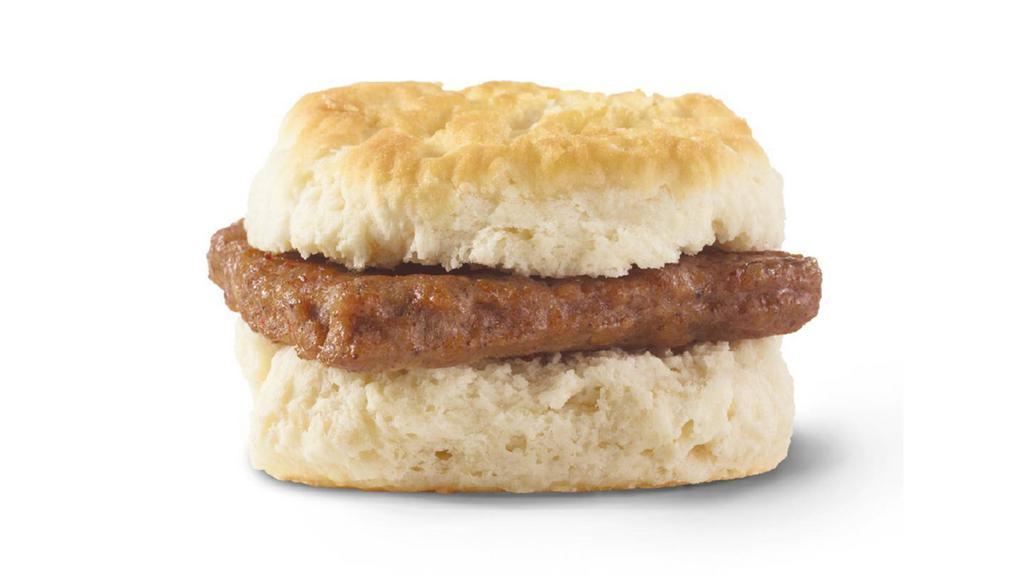 Sausage Biscuit · Grilled, breakfast sausage on a soft buttermilk biscuit. Simple breakfast perfection.