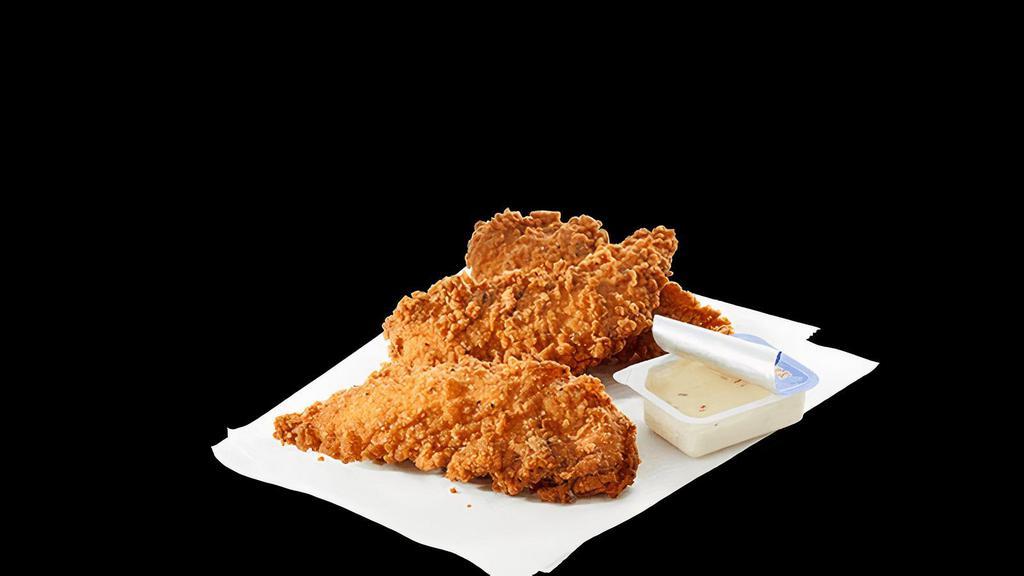 Spicy Chick-Fil-A Chick-N-Strips® · Made from the most tender part of the chicken breast, our Spicy Chick-n-Strips are seasoned with a spicy blend
of peppers, hand-breaded and cooked to perfection in 100% refined peanut oil. They are mouthwatering and
generously portioned. Available in 3-count or 4-count entrées with choice of dipping sauce.