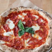 Spicy Salami · Margherita with spicy salami.