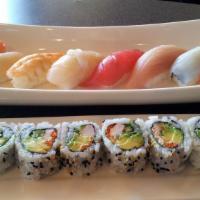 S14 Sushi & Roll Combo · Regular.

Four pieces of nigiri sushi and a special roll.