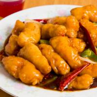 General Tso'S Chicken · Chunks of chicken, breaded and fried with broccoli in chef's special hot sauce.