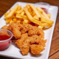 Shrimp 'N Fries · V. Shrimp | Fries | Side of Cocktail Sauce  w/  Your choice of Sweet Potato Fries or Regular