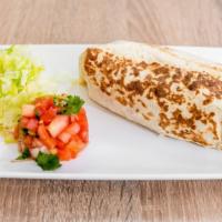 Burritos De Bistec/Steak Burrito · Contains rice, beans, cheese, lettuce and served with chips and pico de gallo