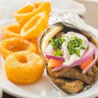 Gyro Wrap  · Stips of gyro meat, topped with lettuce, tomatoes, onions, and tzatziki sauce.